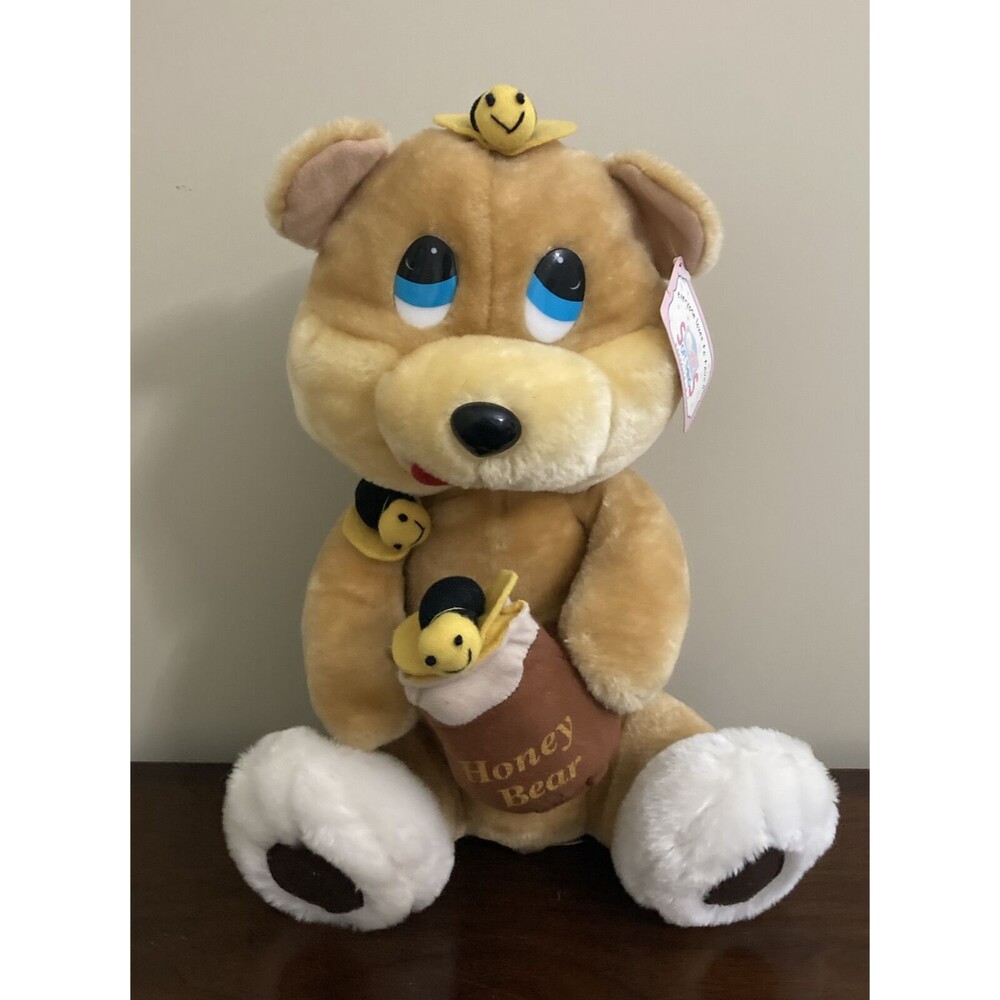 Vintage Soft Things Brooklyn Honey Bear Plush Bees Pot Tags Carnival 15"